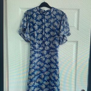 Oasis Blue and White Floral Mini Dress